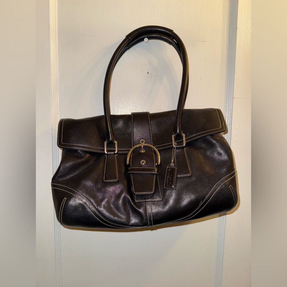 Black Coach Leather Shoulder Bag